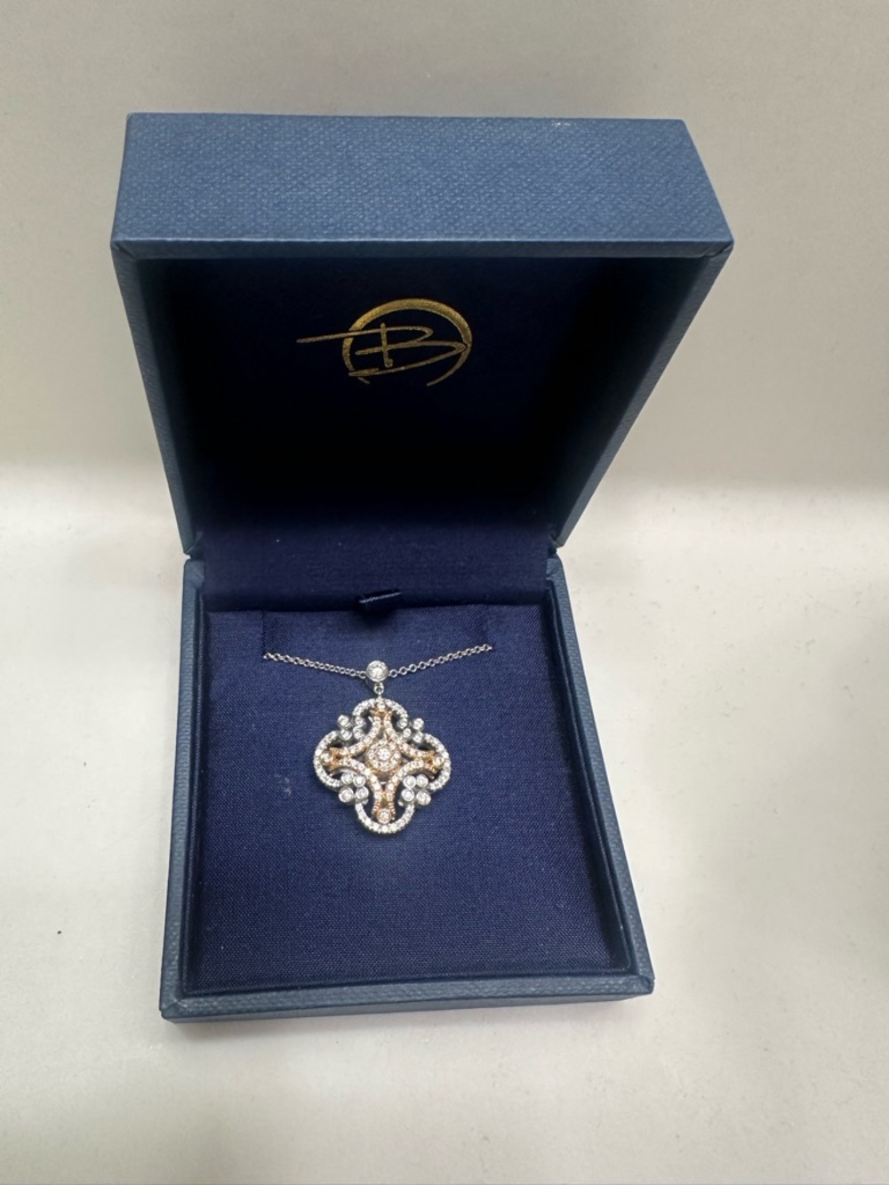 Gabriel & Co. White and Rose Gold Diamond Pendant Necklace 0.64 CTW - Picture 8 of 8